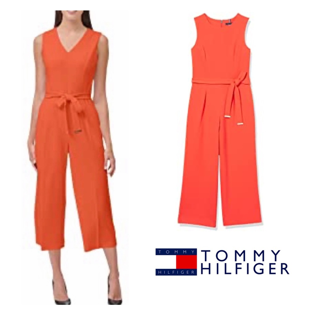 Tommy Hilfiger Orange Cropped Jumpsuit | 10